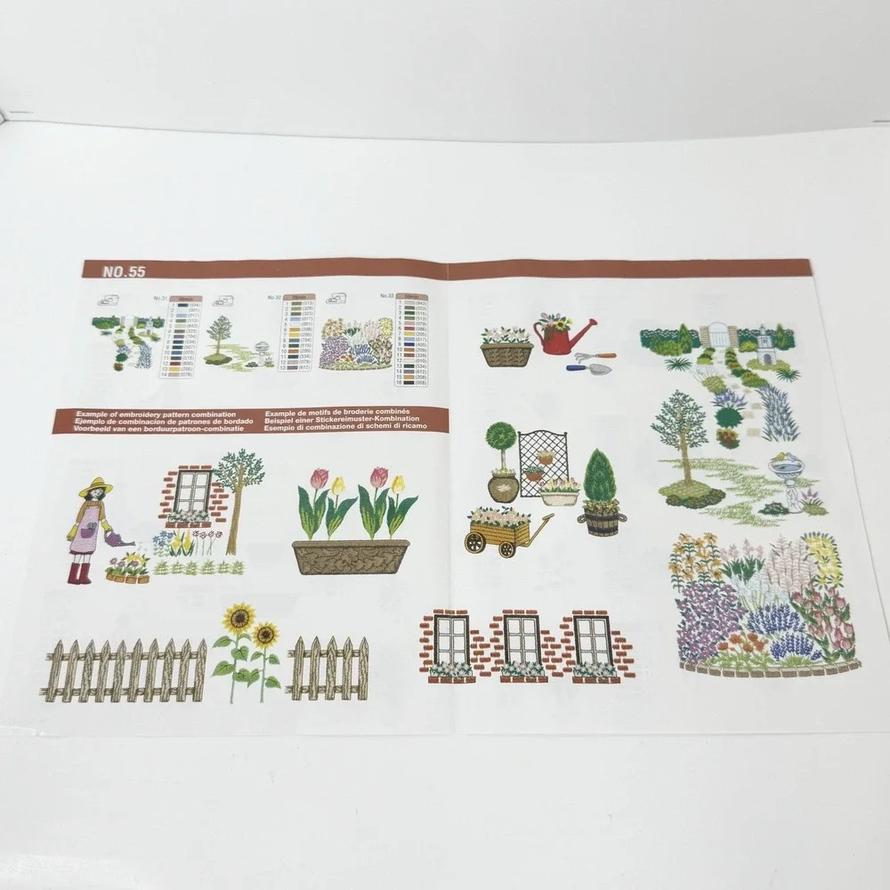 Brother Embroidery Design Card No. 55 Country Garden PES Complete